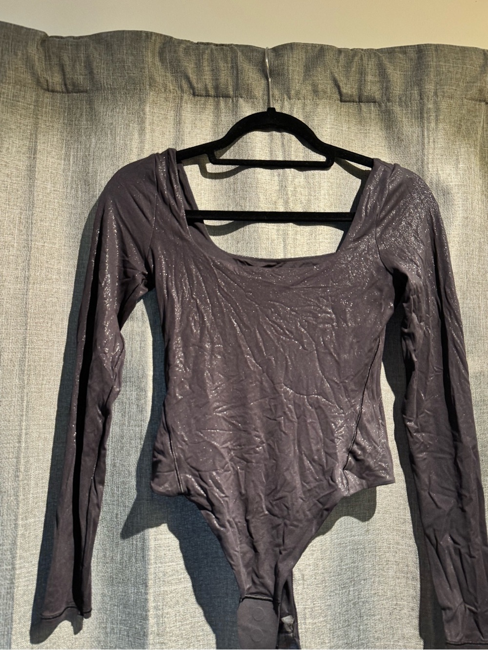 lululemon athletica Black Long-Sleeve Shimmer Scoop Bodysuit